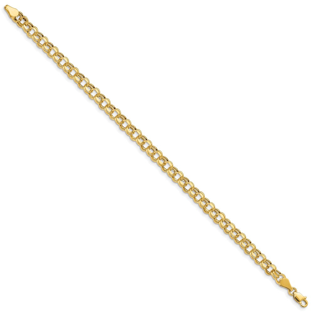 14K Yellow Gold 5mm Hollow Double Link 8.25 Inch Charm Bracelet