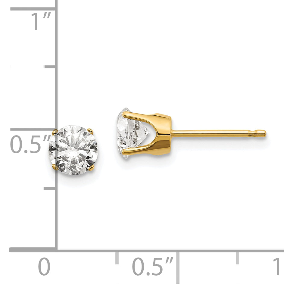 14K Yellow Gold 14Y 1.00Ct. I1 J K Diamond Stud Push On Post Earrings