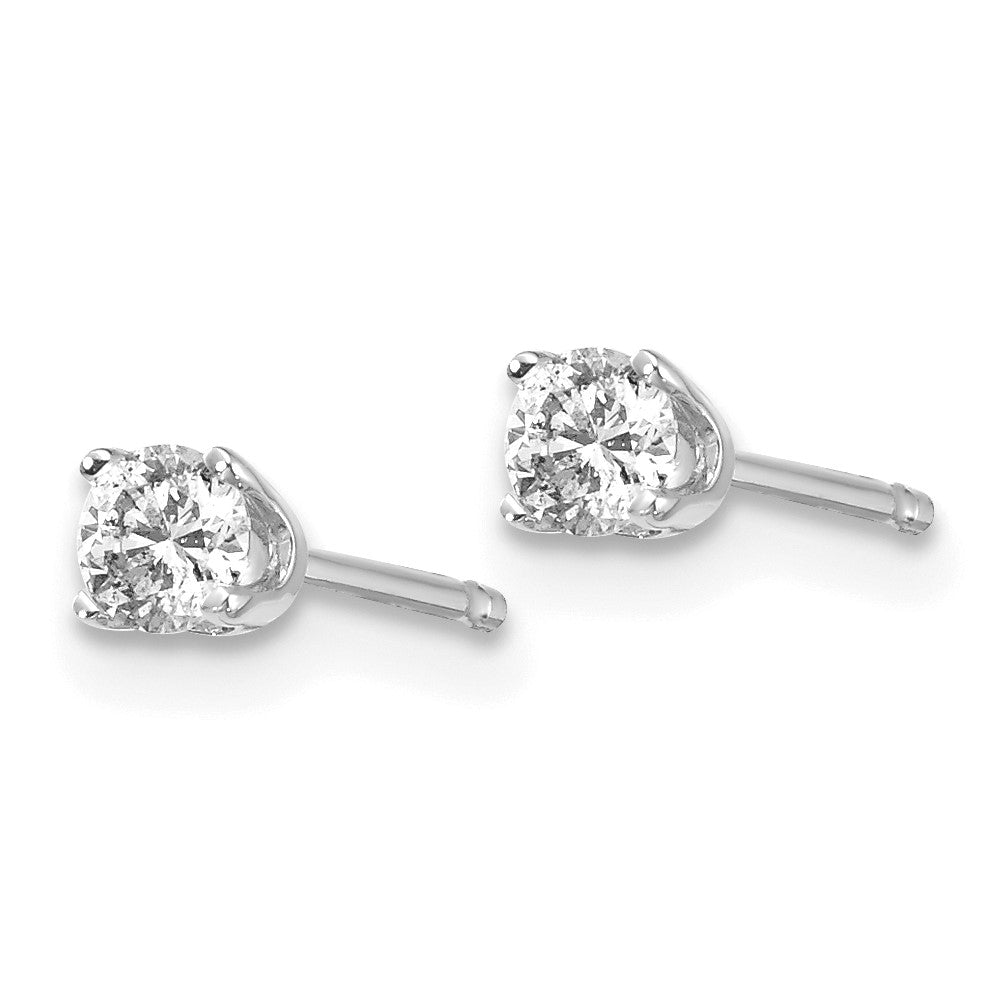 14K White Gold 14Kw .20Ct I2 K L Diamond Stud Push On Post Earrings