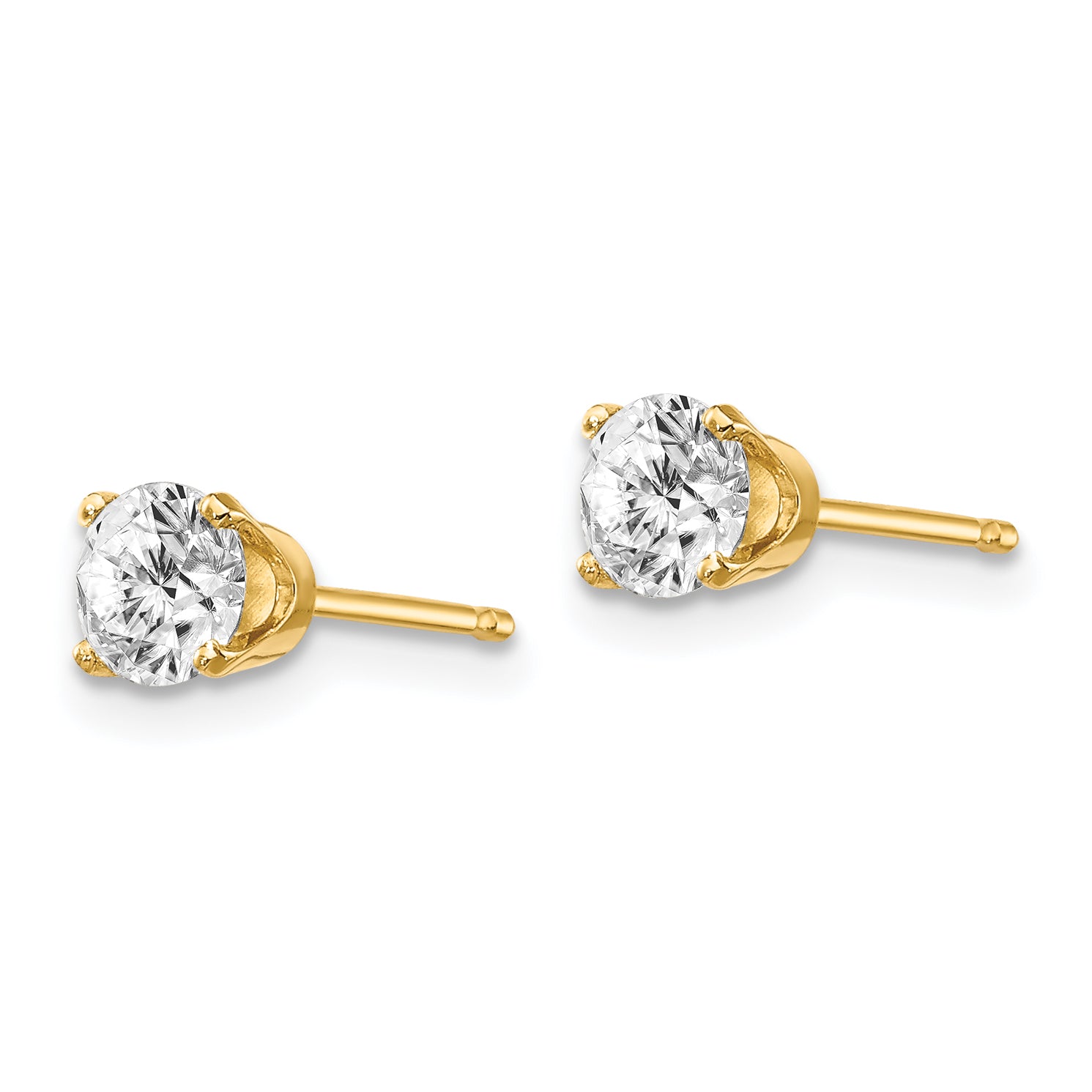 14K Yellow Gold 14Ky .70Ct. I2 K L Diamond Stud Push On Post Earrings