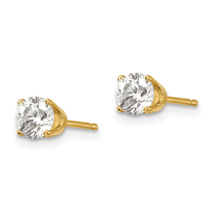 14K Yellow Gold 14Y .75Ct. I1 J K Diamond Stud Push On Post Earrings