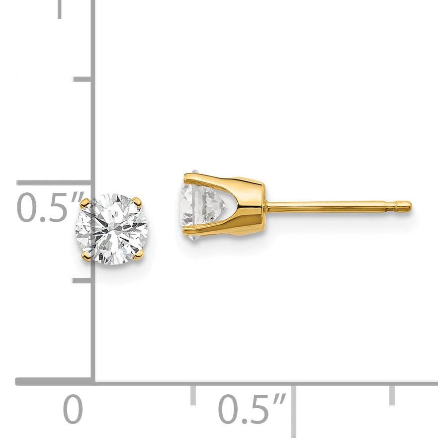 14K Yellow Gold 14Y .75Ct. I1 J K Diamond Stud Push On Post Earrings
