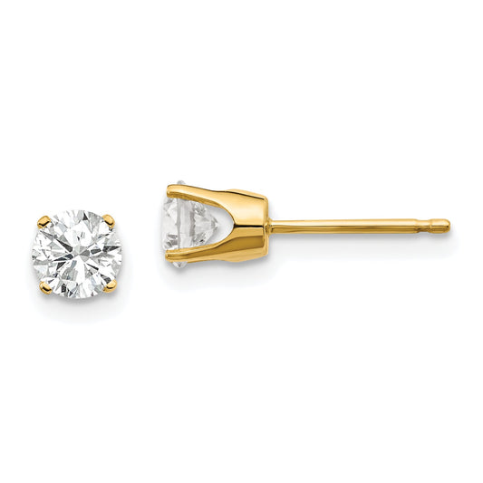 14K Yellow Gold 14Y .75Ct. I1 J K Diamond Stud Push On Post Earrings