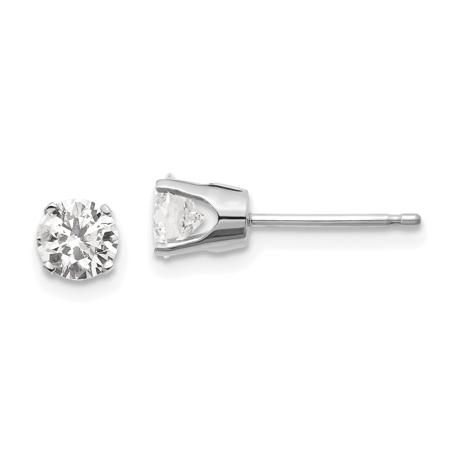 14K White Gold .85Ct I1 J K Diamond Stud Push On Post Earrings