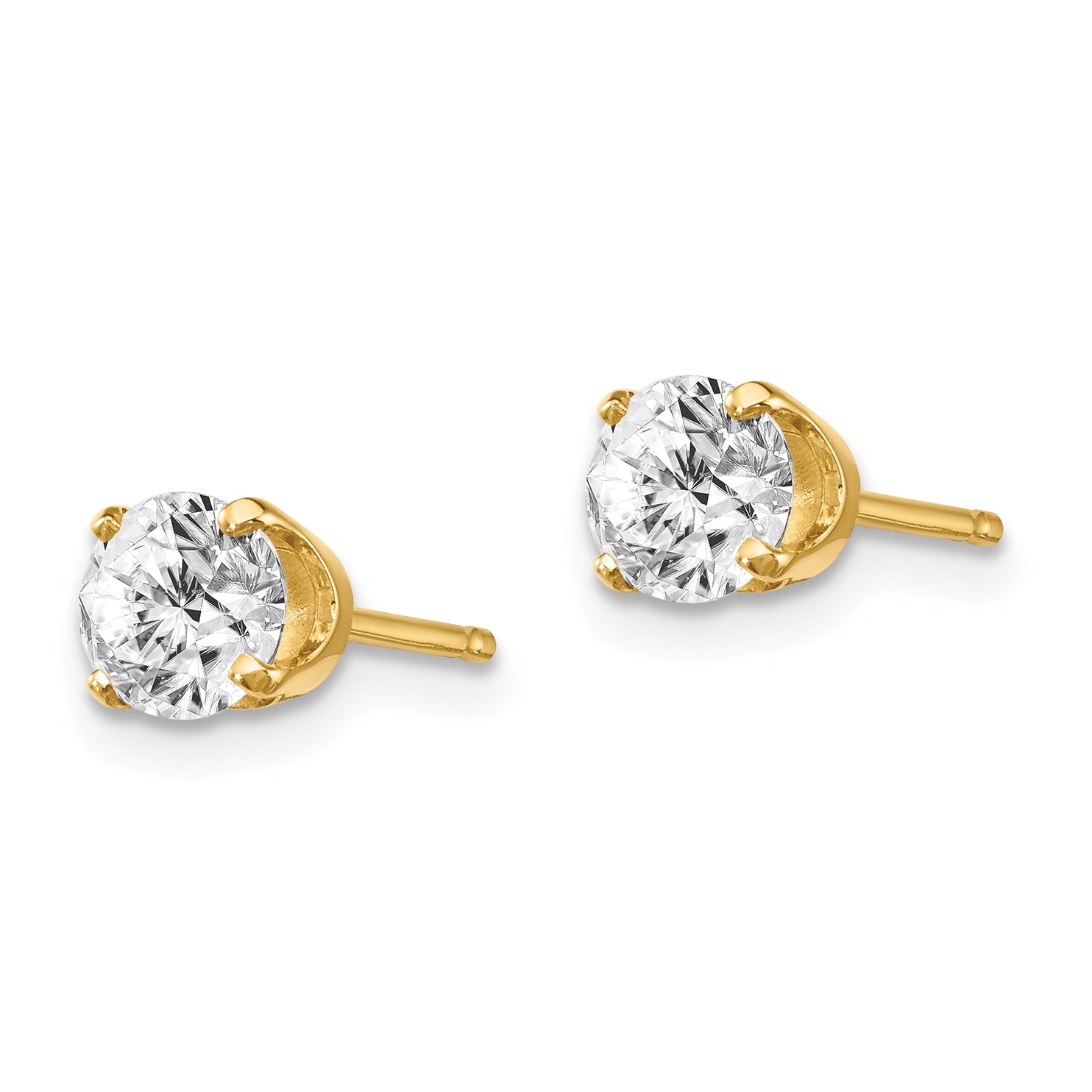 14K Yellow Gold 14Ky .95Ct. I2 K L Diamond Stud Push On Post Earrings