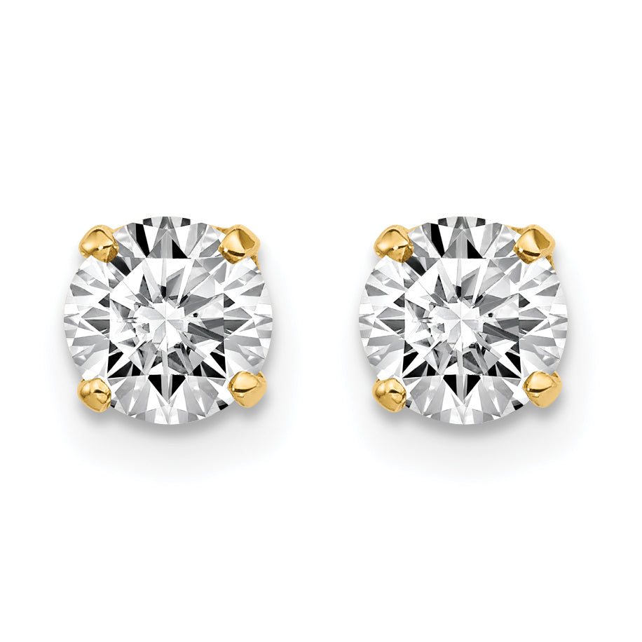 14K Yellow Gold 14Y .95Ct. I1 J K Diamond Stud Push On Post Earrings