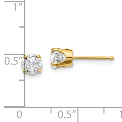 14K Yellow Gold 14Y .95Ct. I1 J K Diamond Stud Push On Post Earrings