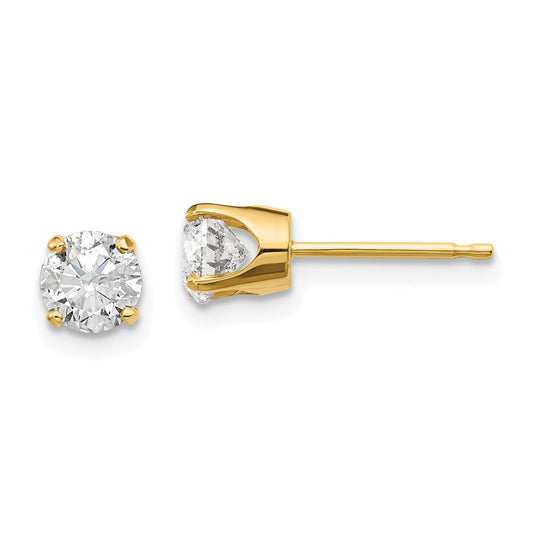 14K Yellow Gold 14Y .95Ct. I1 J K Diamond Stud Push On Post Earrings