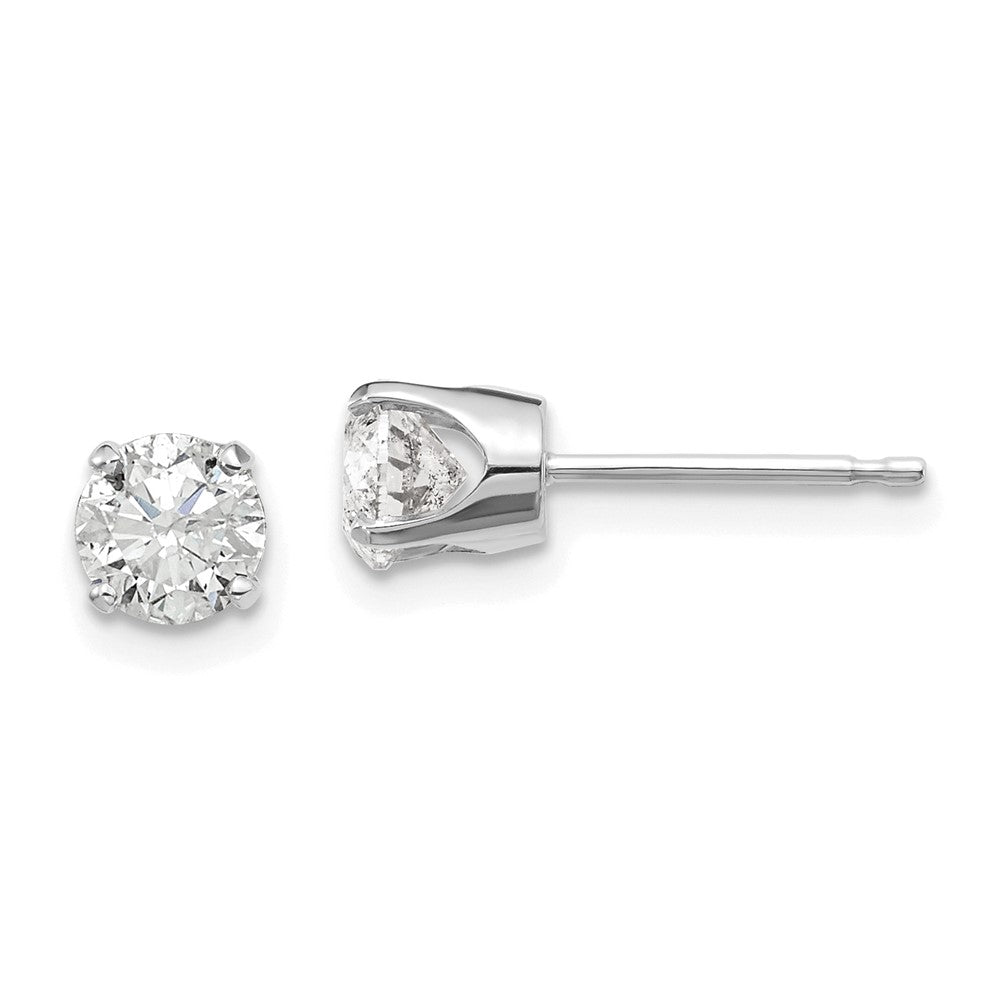 14K White Gold 14Kw .95Ct I1 J K Diamond Stud Push On Post Earrings