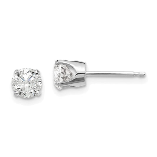 14K White Gold 14Kw .95Ct I1 J K Diamond Stud Push On Post Earrings
