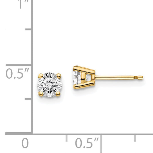 14K Yellow Gold 14Y .70Ct. I1 J K Diamond Stud Push On Post Earrings