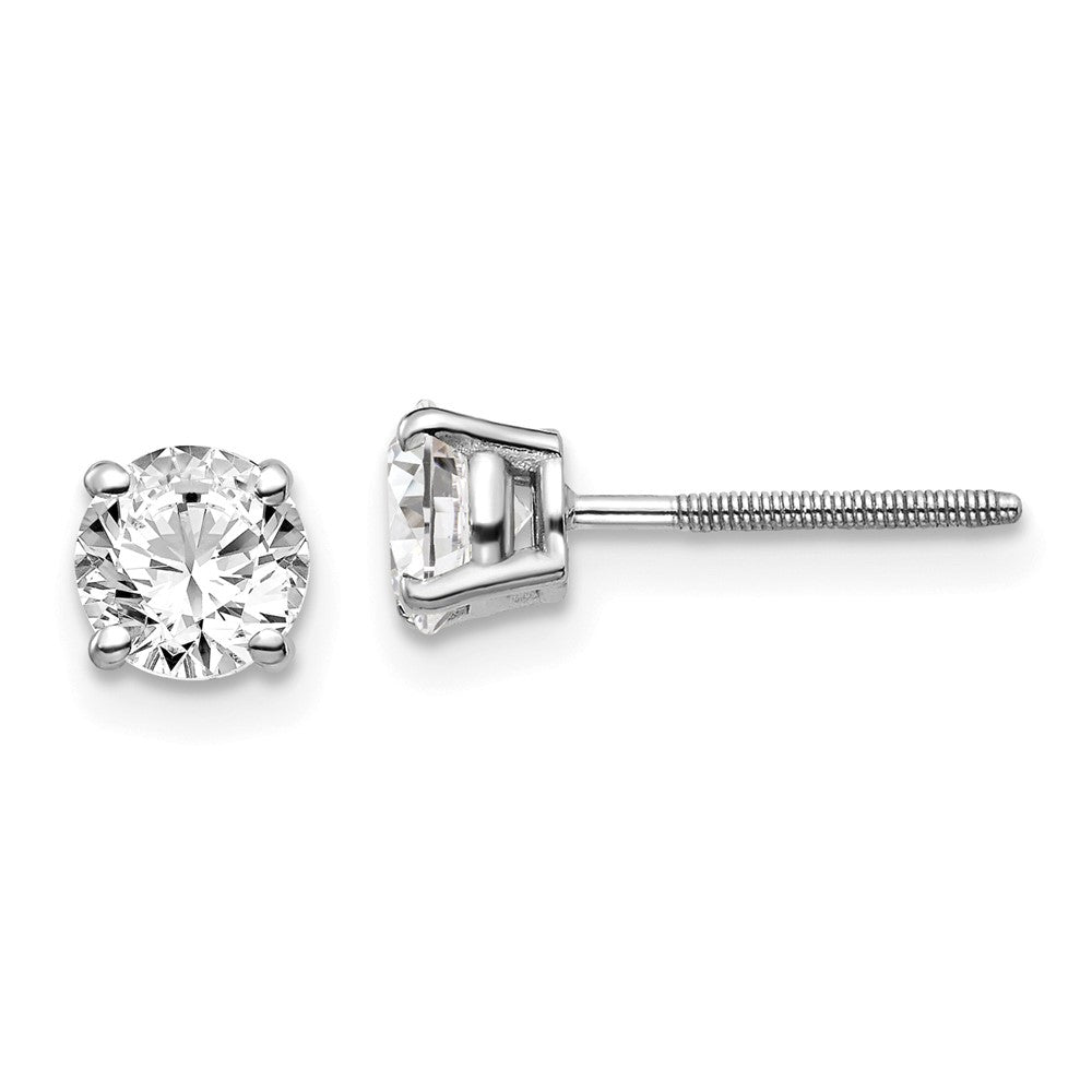 14K White Gold 14Kw 1.00Ct Vs2/Si1 G I Diamond Stud Thread On/Off Post Earrings