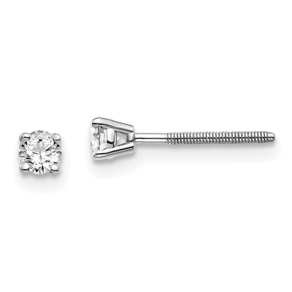 14K White Gold 14Kw .20Ct Vs2/Si1 G I Diamond Stud Thread On/Off Post Earrings