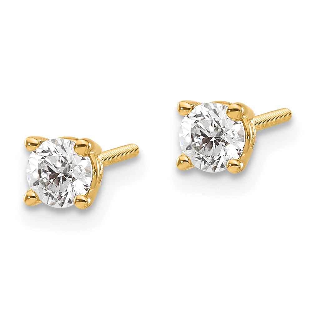 14K Yellow Gold 14Ky .50Ct. Vs2/Si1 G I Diamond Stud Thread On/Off Post Earrings
