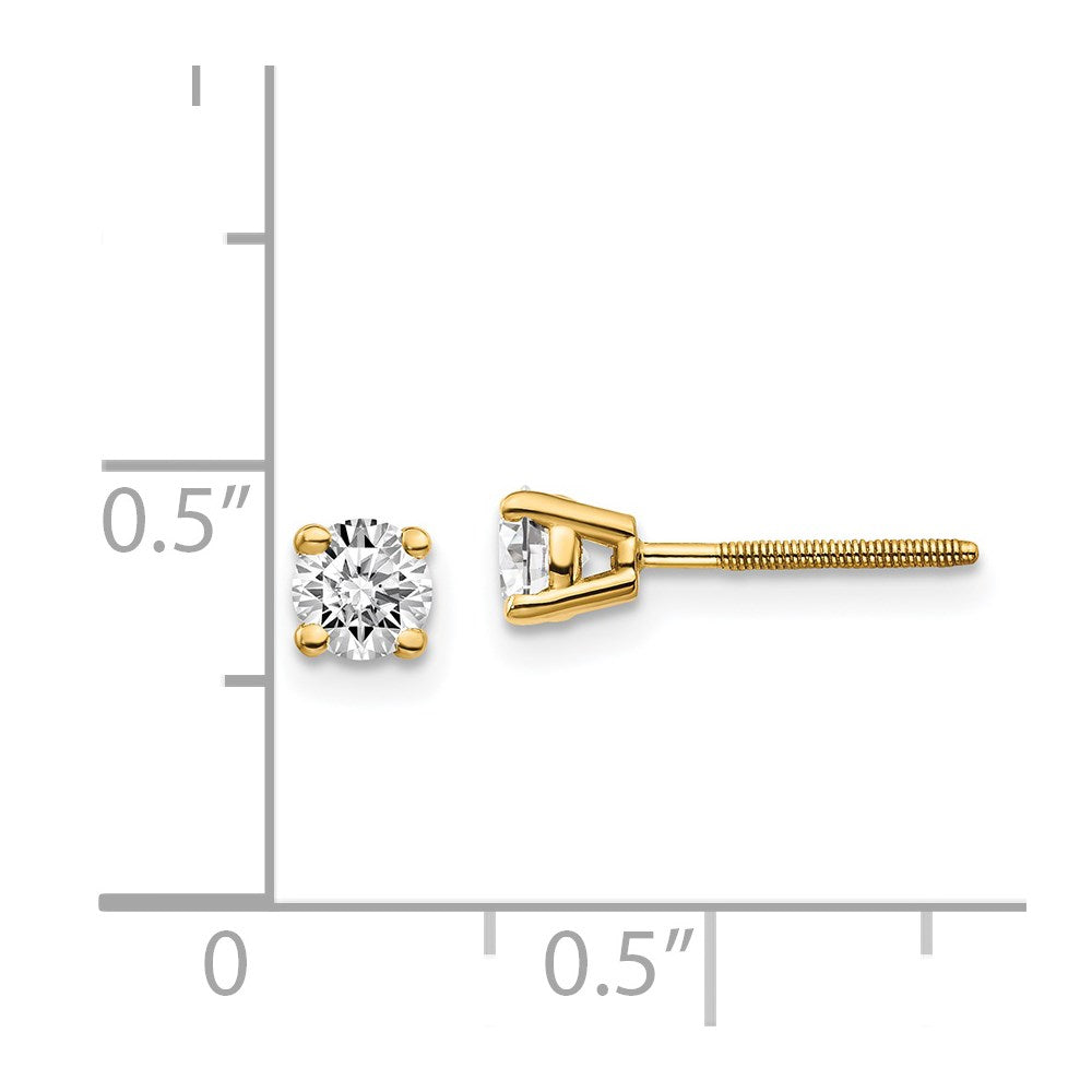 14K Yellow Gold 14Ky .50Ct. Vs2/Si1 G I Diamond Stud Thread On/Off Post Earrings