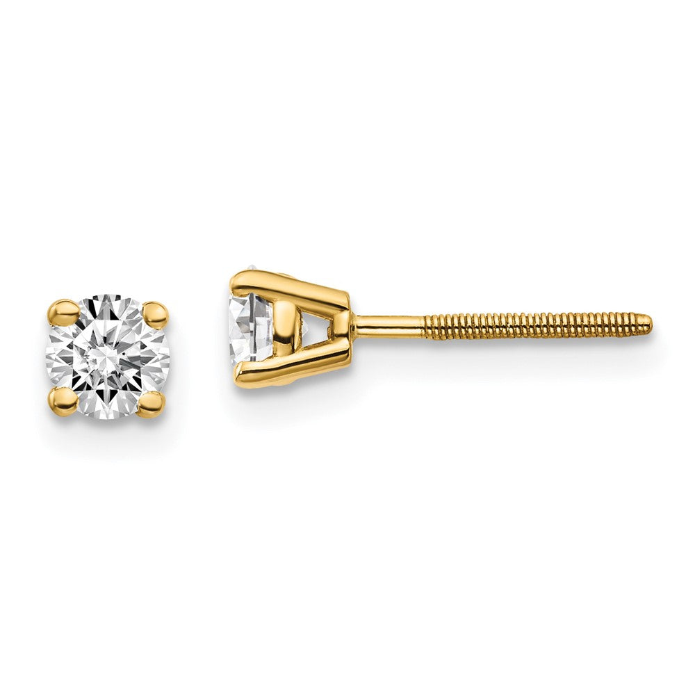 14K Yellow Gold 14Ky .50Ct. Vs2/Si1 G I Diamond Stud Thread On/Off Post Earrings