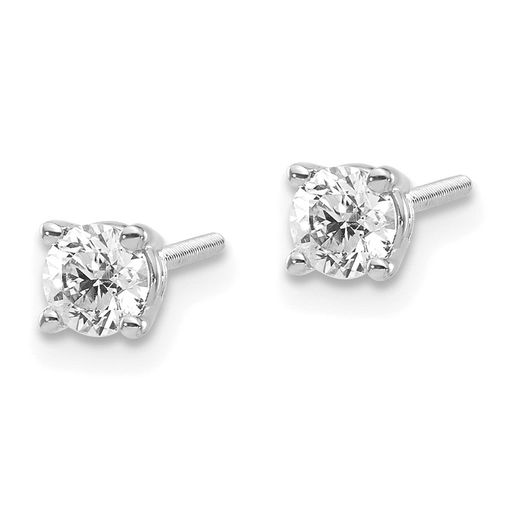 14K White Gold 14Kw .50Ct Si3 G I Diamond Stud Thread On/Off Post Earrings