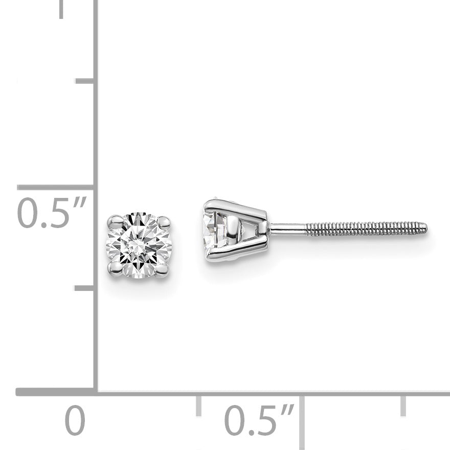 14K White Gold 14Kw .50Ct Vs2/Si1 G I Diamond Stud Thread On/Off Post Earrings
