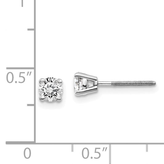 14K White Gold 14Kw .50Ct Vs2/Si1 G I Diamond Stud Thread On/Off Post Earrings