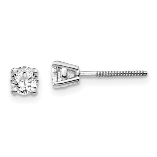 14K White Gold 14Kw .50Ct Si3 G I Diamond Stud Thread On/Off Post Earrings