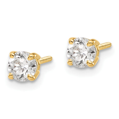 14K Yellow Gold 14Ky .60Ct. Si3 G I Diamond Stud Thread On/Off Post Earrings