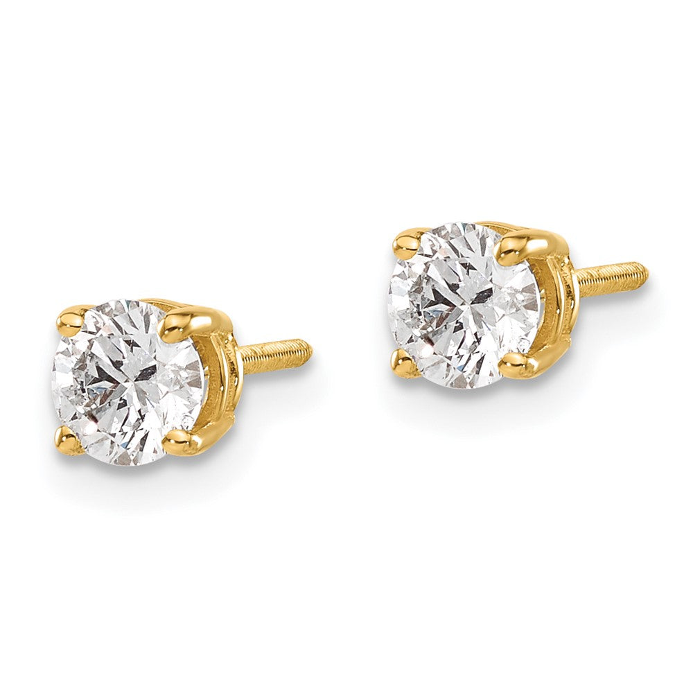 14K Yellow Gold 14Ky .75Ct. Vs2/Si1 G I Diamond Stud Thread On/Off Post Earrings