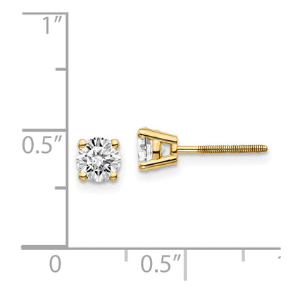 14K Yellow Gold 14Ky .75Ct. Si3 G I Diamond Stud Thread On/Off Post Earrings