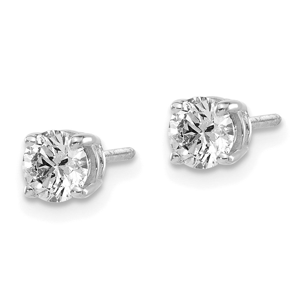 14K White Gold 14Kw .75Ct Vs2/Si1 G I Diamond Stud Thread On/Off Post Earrings