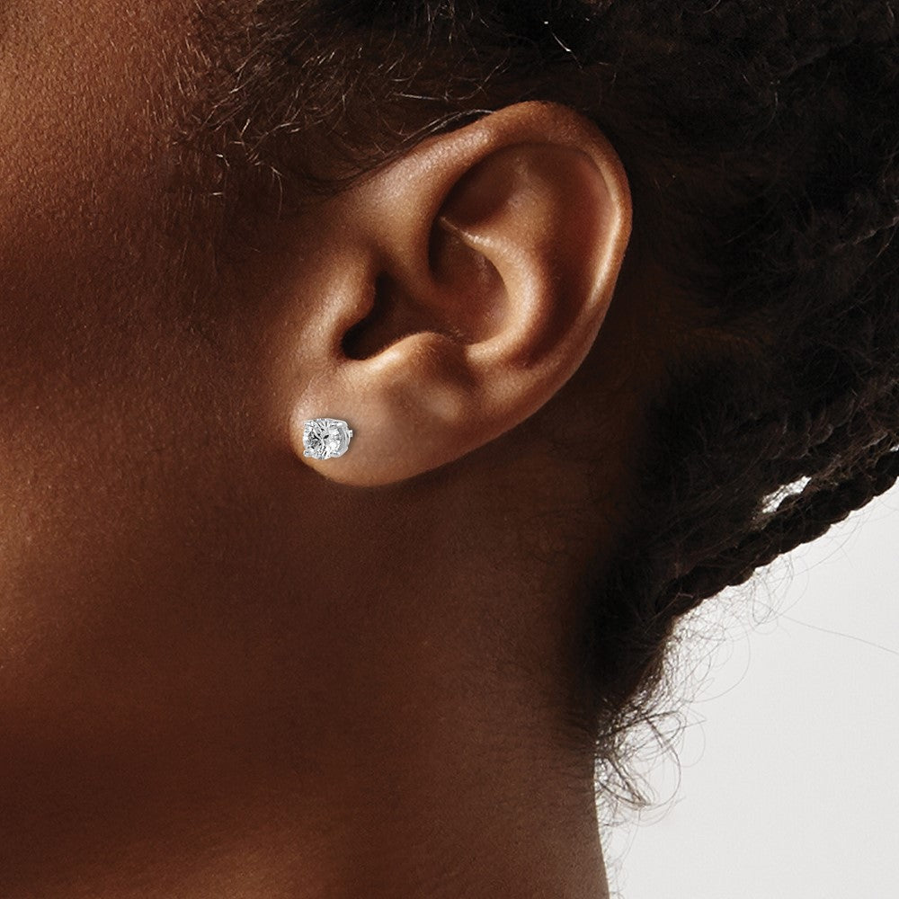 14K White Gold 14Kw .75Ct Vs2/Si1 G I Diamond Stud Thread On/Off Post Earrings