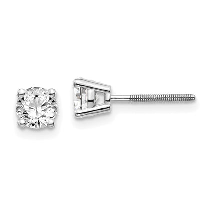 14K White Gold 14Kw .75Ct Vs2/Si1 G I Diamond Stud Thread On/Off Post Earrings