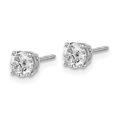 14K White Gold 14Kw .85Ct Vs2/Si1 G I Diamond Stud Thread On/Off Post Earrings