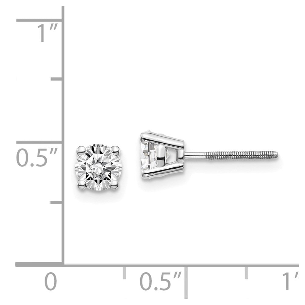 14K White Gold 14Kw .85Ct Vs2/Si1 G I Diamond Stud Thread On/Off Post Earrings