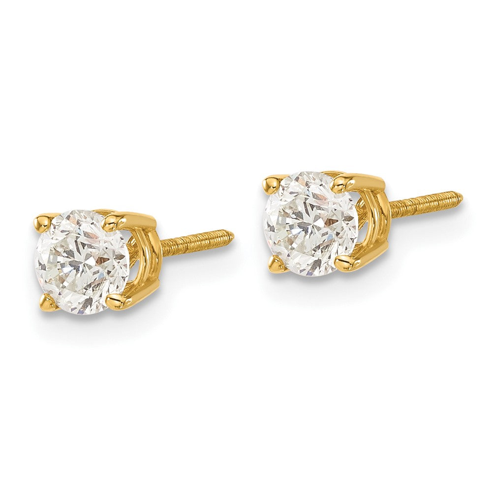 14K Yellow Gold 14Ky .95Ct. Si3 G I Diamond Stud Thread On/Off Post Earrings