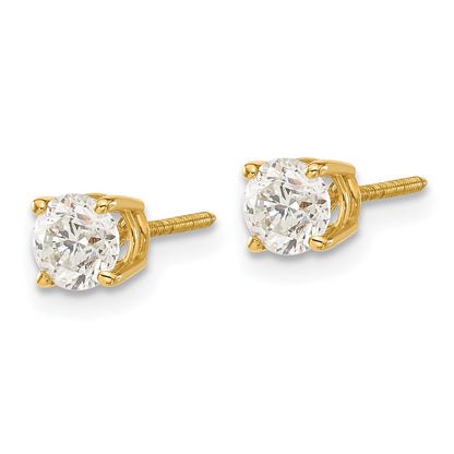 14K Yellow Gold 14Ky .95Ct. Vs2/Si1 G I Diamond Stud Thread On/Off Post Earrings