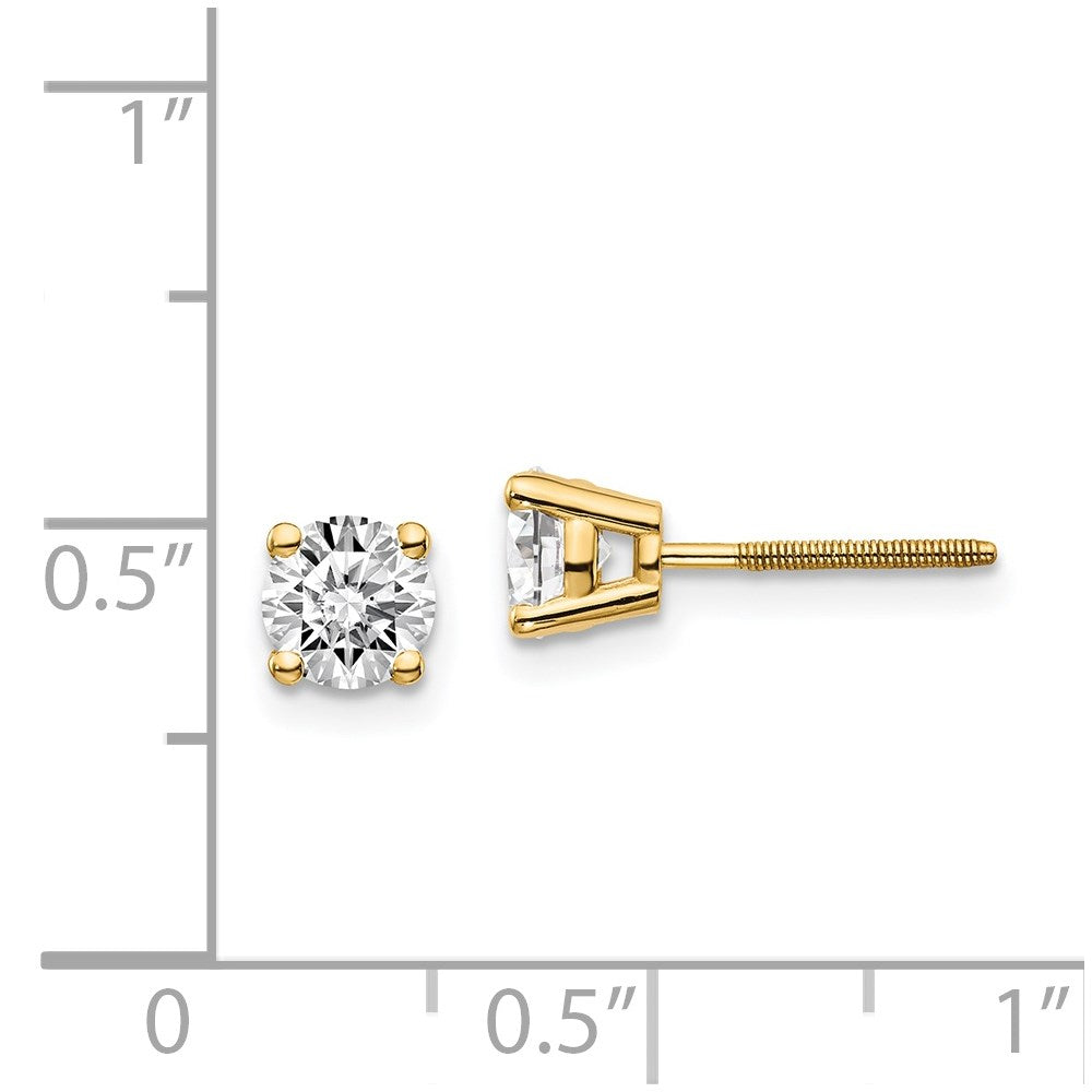 14K Yellow Gold 14Ky .95Ct. Vs2/Si1 G I Diamond Stud Thread On/Off Post Earrings