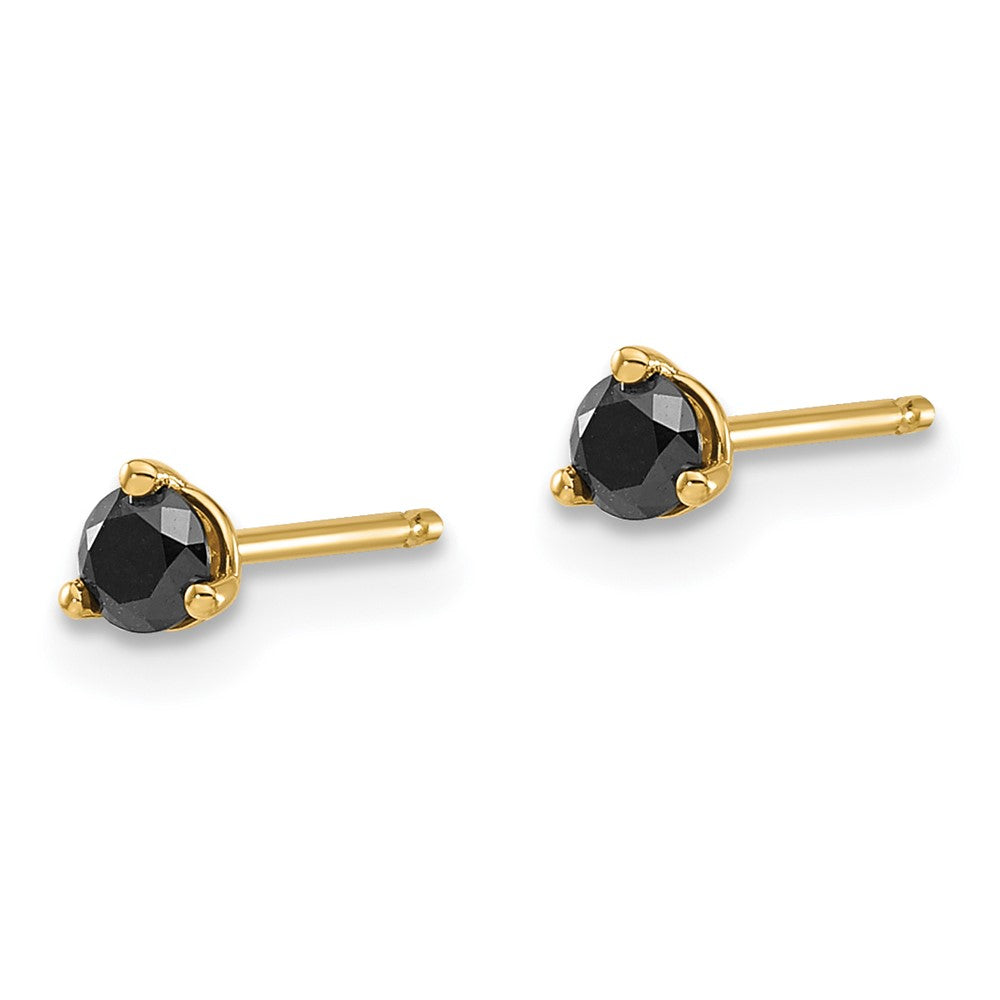 14K Yellow Gold 1/4Ct. Black Diamond Stud Earrings
