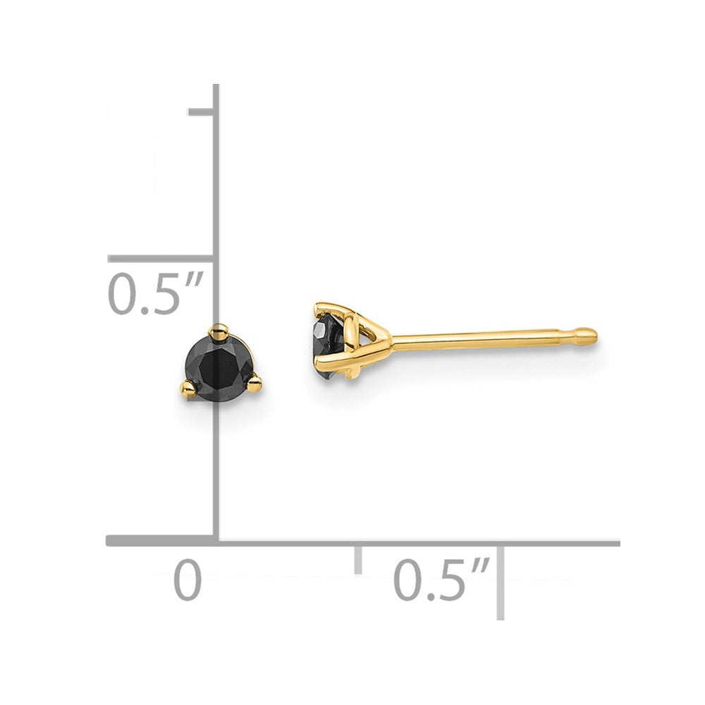 14K Yellow Gold 1/4Ct. Black Diamond Stud Earrings