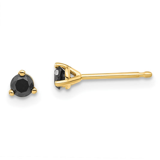 14K Yellow Gold 1/4Ct. Black Diamond Stud Earrings