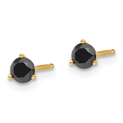 14K Yellow Gold 3/8Ct. Black Diamond Stud Earrings