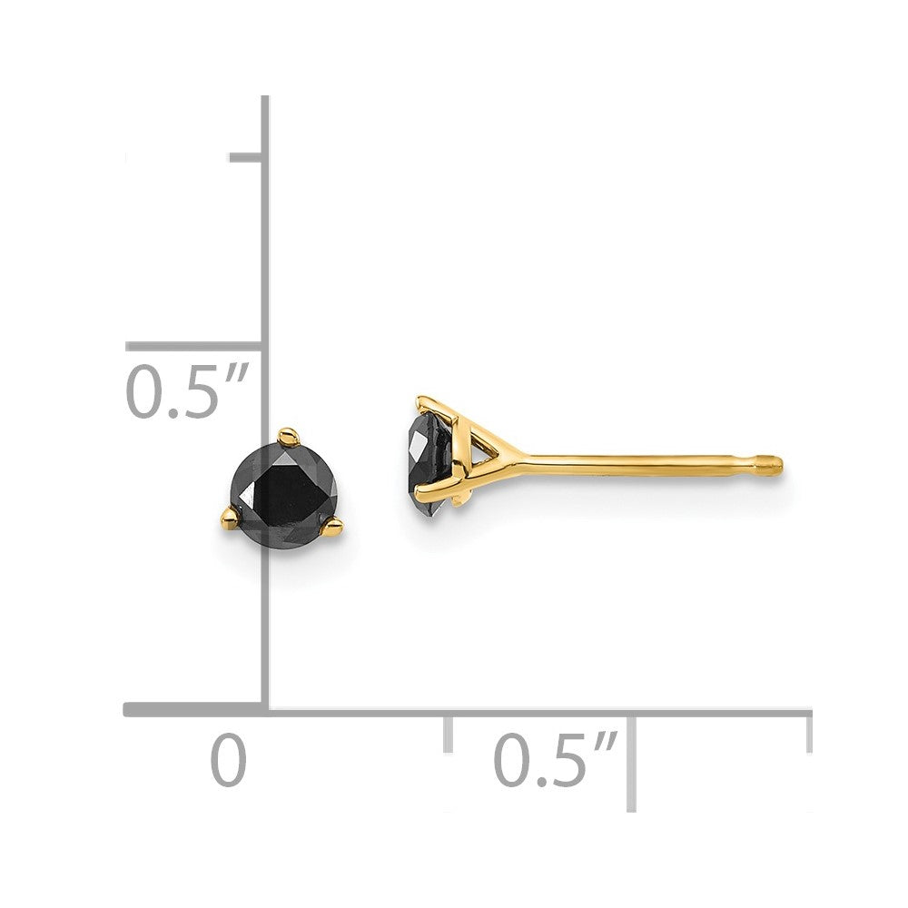 14K Yellow Gold 3/8Ct. Black Diamond Stud Earrings