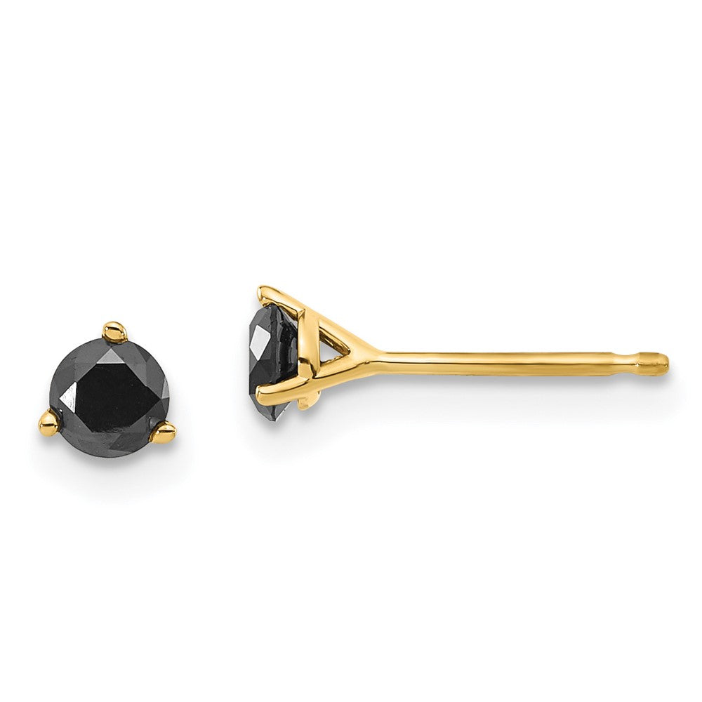 14K Yellow Gold 3/8Ct. Black Diamond Stud Earrings