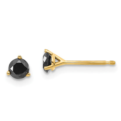 14K Yellow Gold 3/8Ct. Black Diamond Stud Earrings