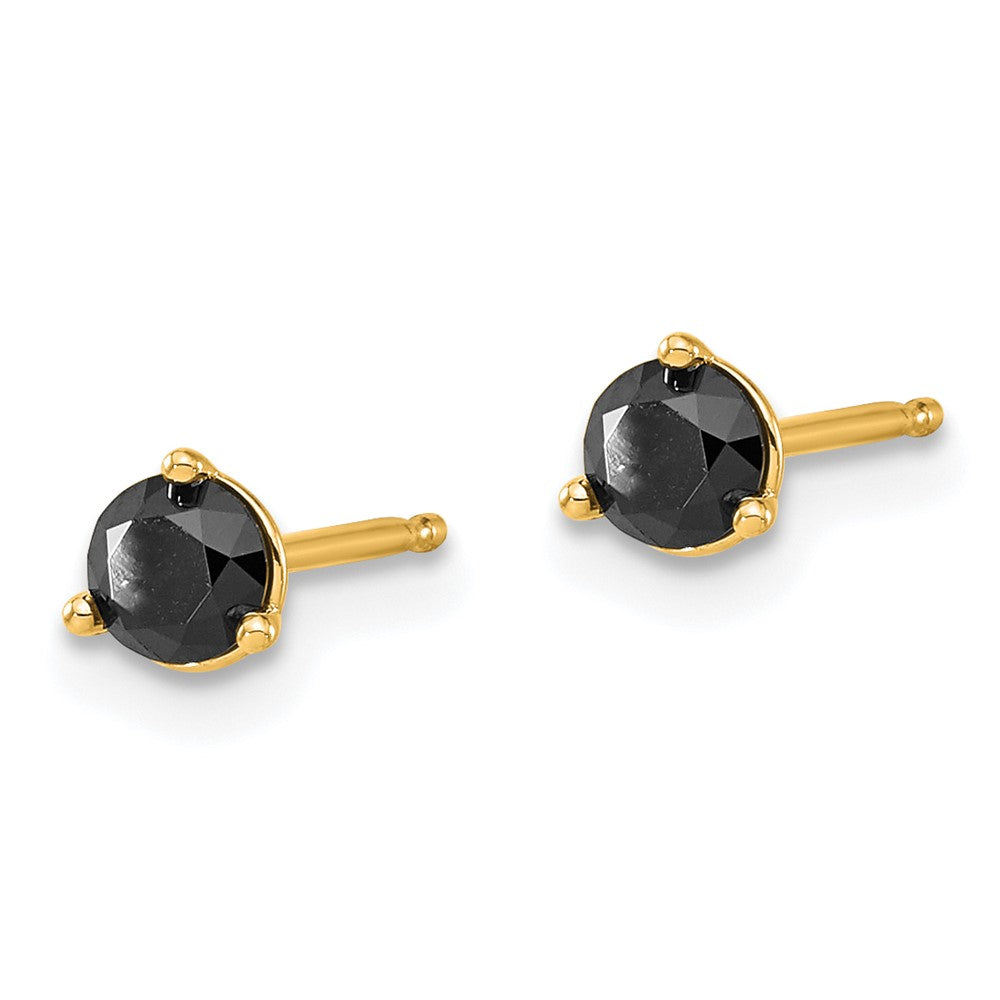 14K Yellow Gold 1/2Ct. Black Diamond Stud Earrings