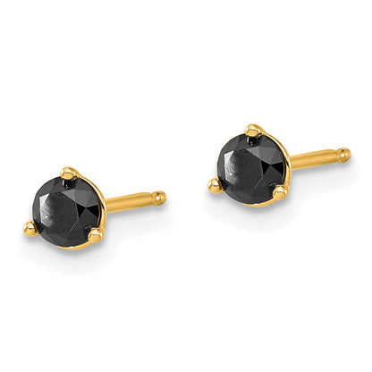 14K Yellow Gold 1/2Ct. Black Diamond Stud Earrings