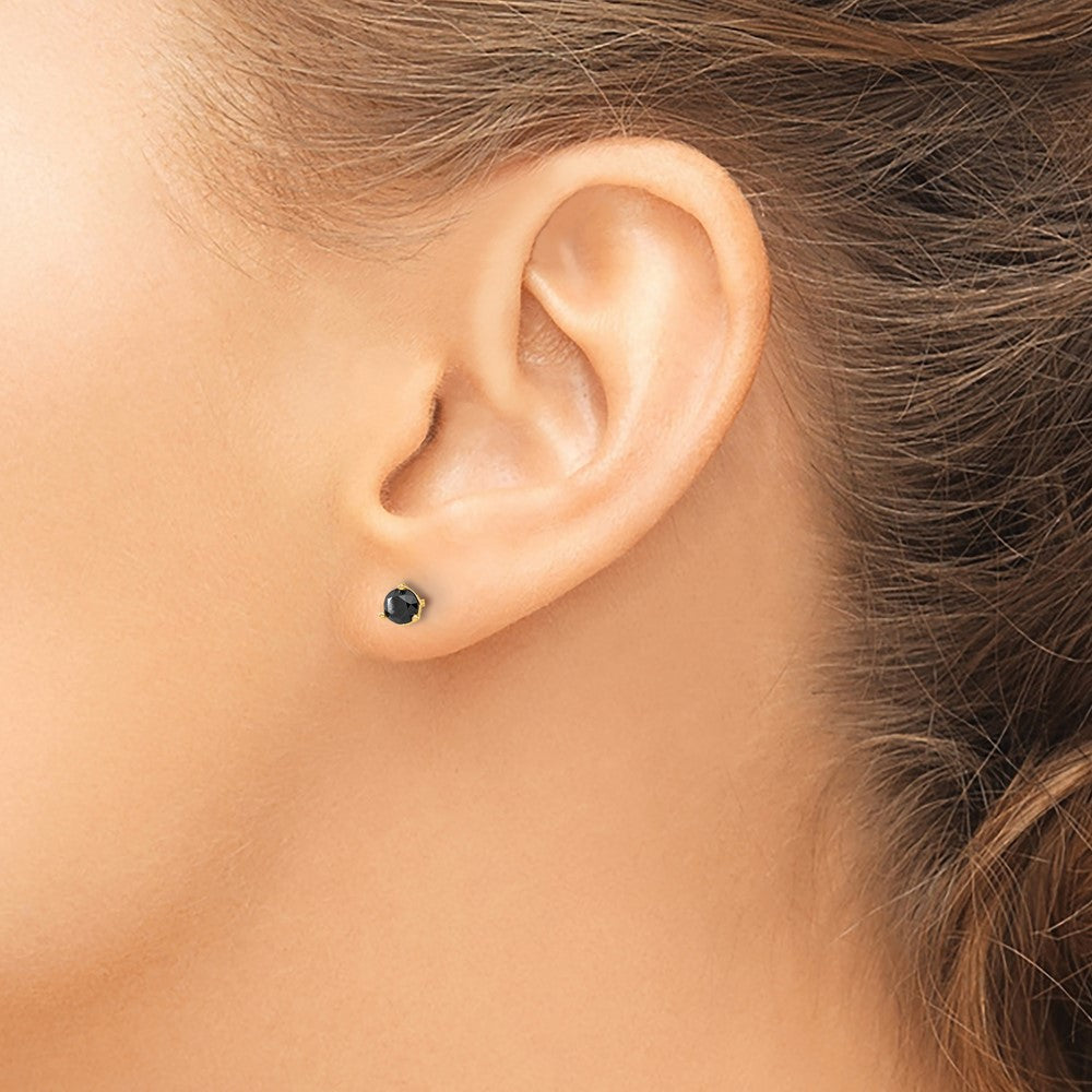 14K Yellow Gold 1/2Ct. Black Diamond Stud Earrings