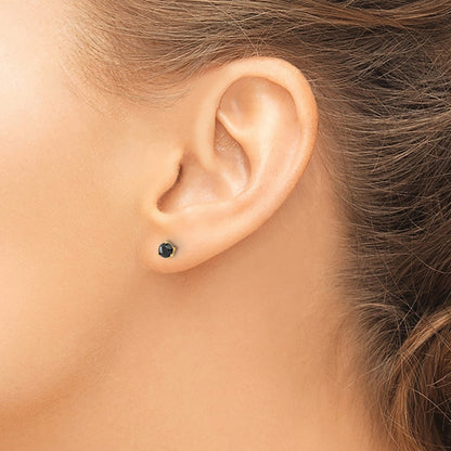 14K Yellow Gold 1/2Ct. Black Diamond Stud Earrings