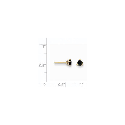 14K Yellow Gold 1/2Ct. Black Diamond Stud Earrings