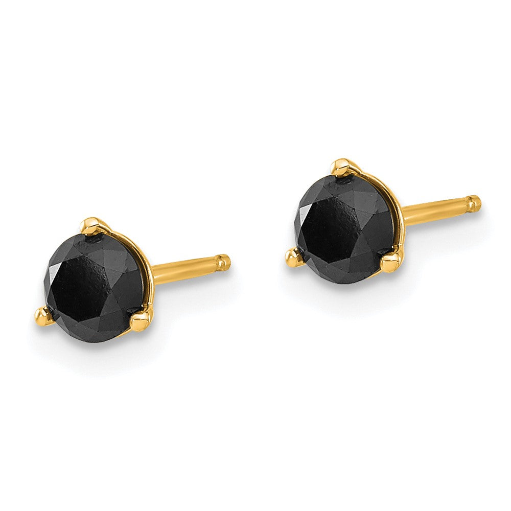 14K Yellow Gold 3/4Ct Black Diamond Stud Earrings