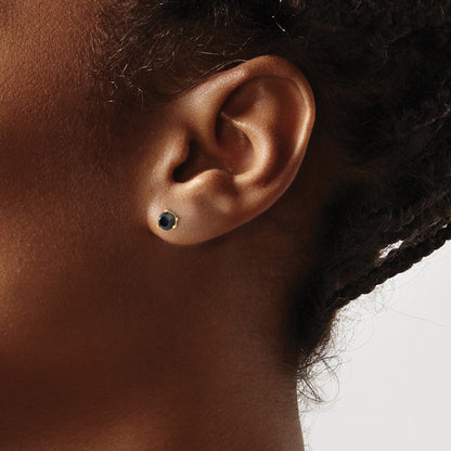 14K Yellow Gold 3/4Ct Black Diamond Stud Earrings