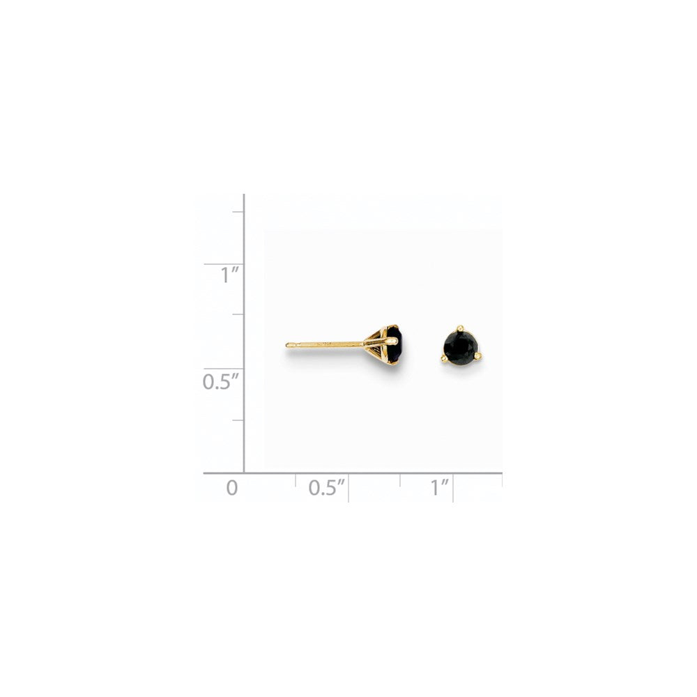 14K Yellow Gold 3/4Ct Black Diamond Stud Earrings